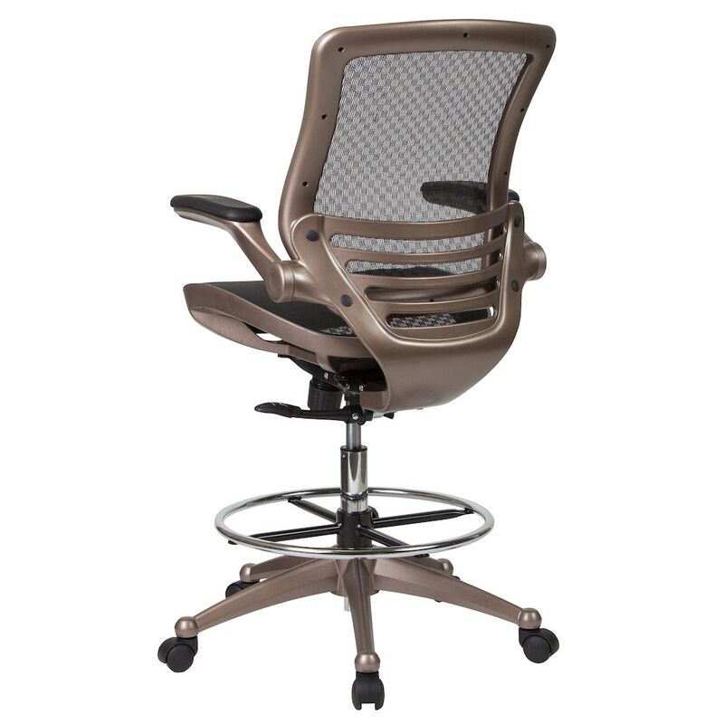 Flash Furniture Mid-Back Black Mesh Drafting Chair with Melrose Gold Frame and Flip-Up Arms image number 4