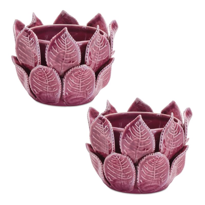 Set of 2 Floral Accent Stoneware Bud Vases for Minimalist or Rustic Decor