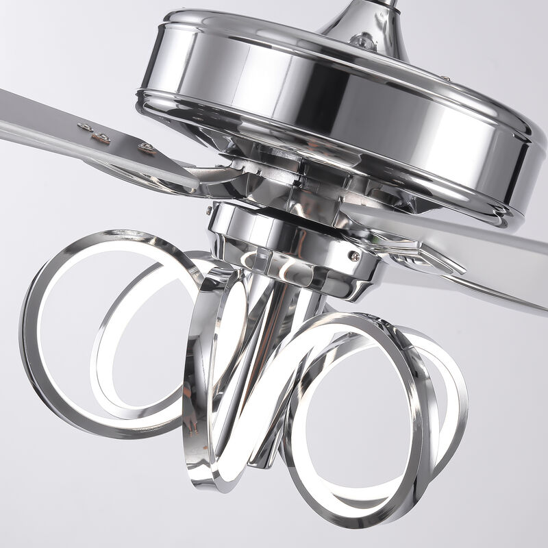 52 in. Chrome Reversible Blades 6-Speed Ceiling Fan with Light and Remote