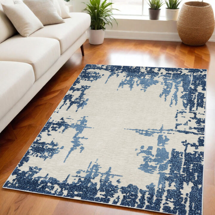 HomeRoots Abstract Distressed Non Skid Area Rug