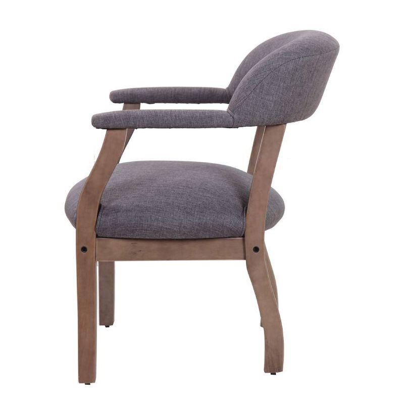 Captain's Guest Chair, Padded Arms, Driftwood Brown Frame, Gray Linen image number 6