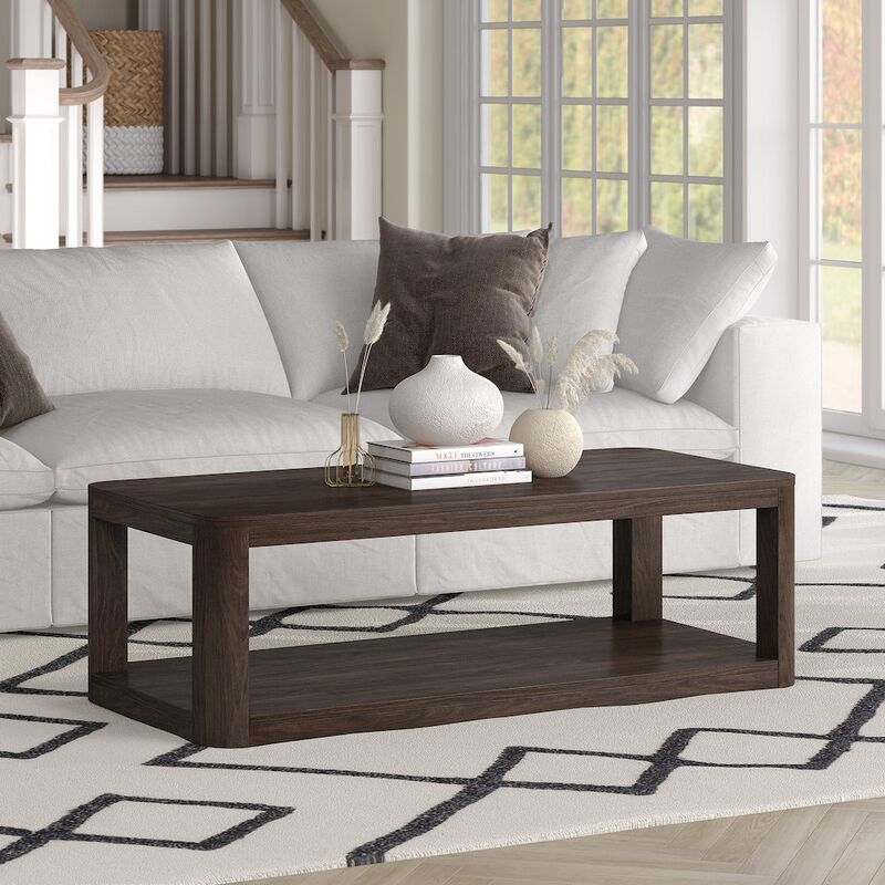 Hudson&Canal Stellan 47 Wide Rectangular Coffee Table in Alder Brown