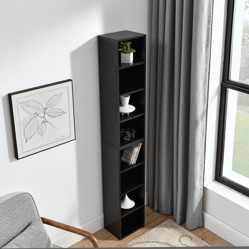 GOODSILO 8-Tier Media Tower Rack with Adjustable Shelves, Slim CD DVD Storage Cabinet image number 5