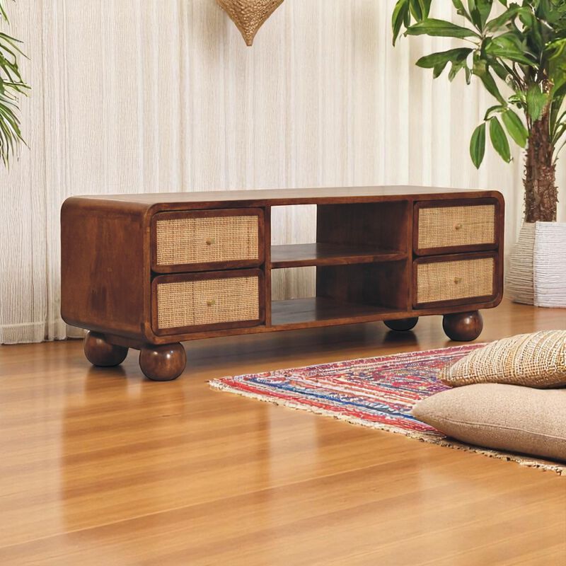 Artisan Furniture Solid Wood Larissa 4 Drawer Chestnut Media Unit