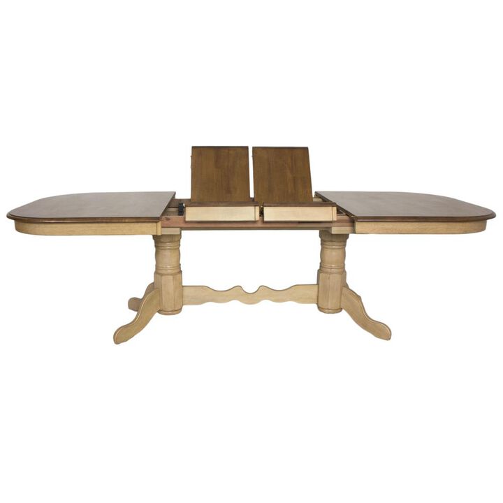 Sunset Trading Brook 96 Oval Double Pedestal Extendable Dining Table