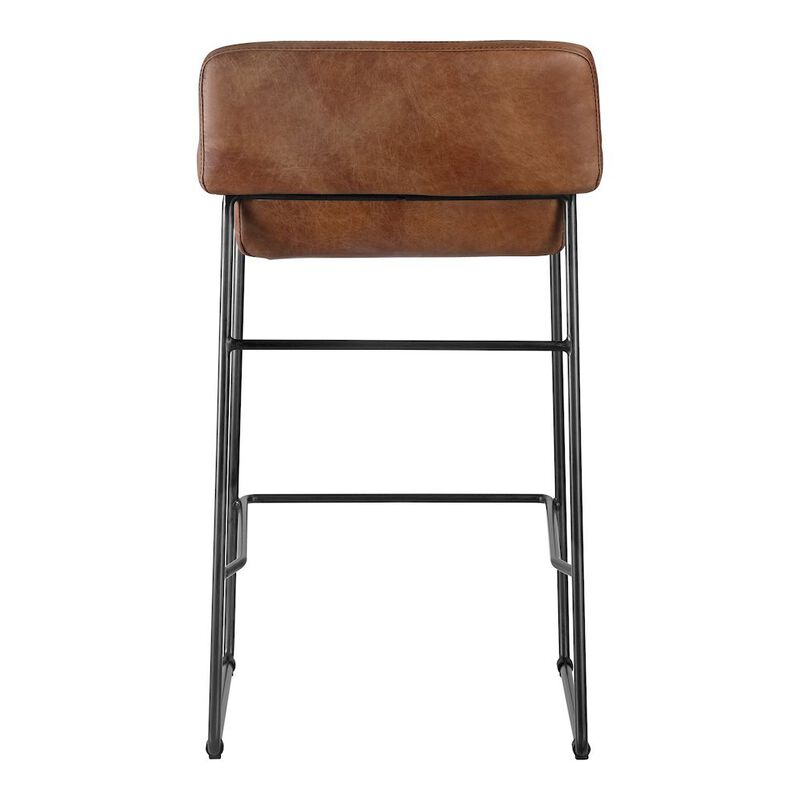 Starlight Canyon Home Brown Bar Stools Set of 2 Faux Leather Seating with Iron Frame Design image number 3