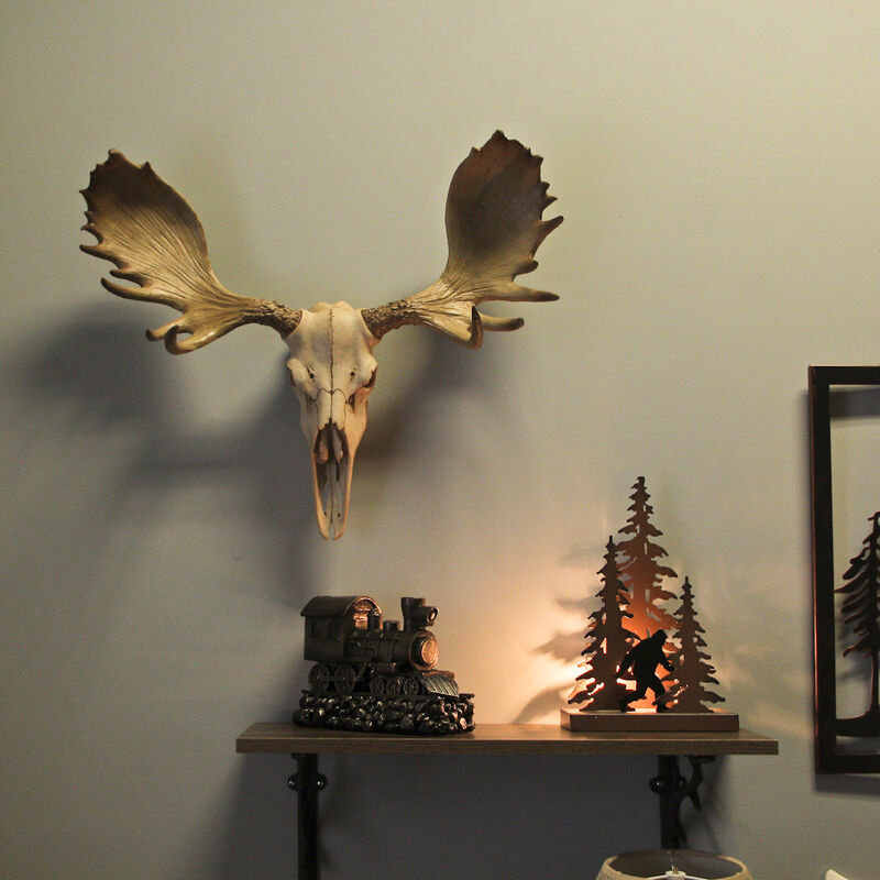 Large Lifelike Bull Moose Skull Hanging Wildlife Decor Statue image number 5