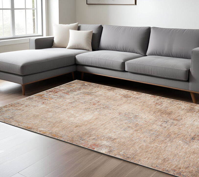 HomeRoots Abstract Area Rug With Fringe