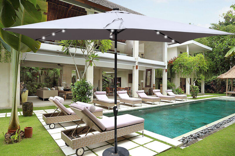 Streamdale 10ft Patio Solar LED Umbrella w/ Crank