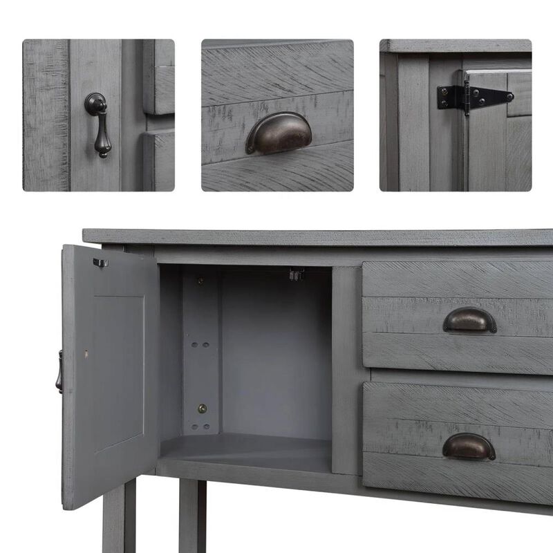 Hivvago Farmhouse Solid Wood Sofa Table with Storage Drawers