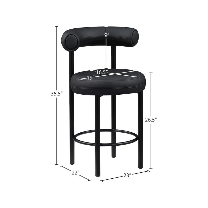 Meridian Furniture Bordeaux Vegan Leather Counter Stool, Set of 2