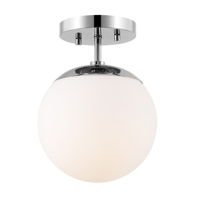 Marcel 1-Light Bohemian Farmhouse Iron/Frosted Glass LED Semi Flush Mount