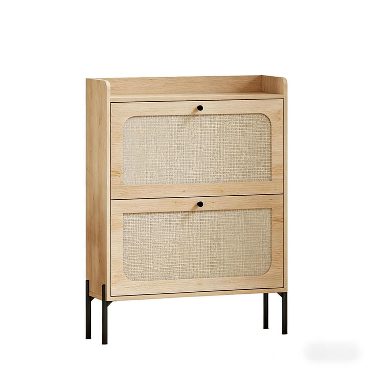 Narrow Shoe Cabinet 12-16 Pairs Shoe Storage, Slim Storage Cabinet with Adjustable Shelves