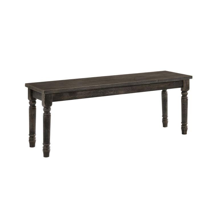 Transitional Style Rectangular Wooden Bench with Turned Legs, Bench-Benzara