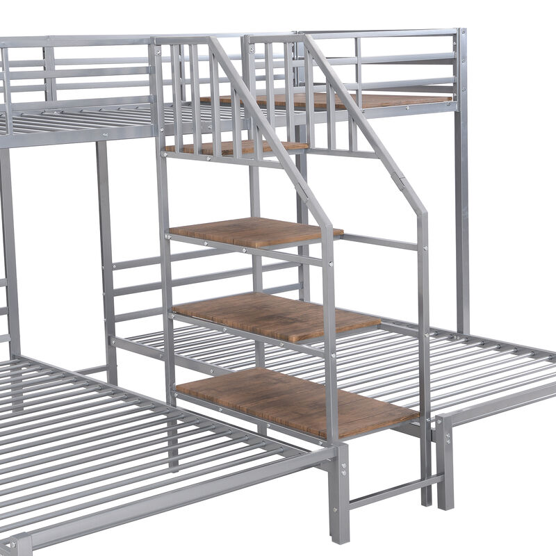 Merax Triple Bunk Bed with Storage Shelves