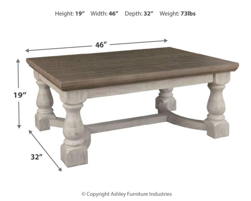 Signature Design by Ashley Havalance Farmhouse Rectangular Coffee Table, Gray & White with Weathered Finish