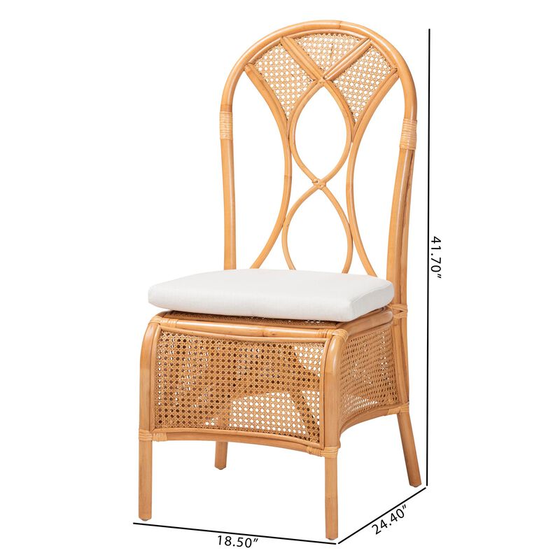 bali & pari Elsa Natural Rattan Dining Chair - Handcrafted Wicker Side Chair with Openwork Back and Woven Detailing, Coastal Boho Seating for Dining Room or Kitchen