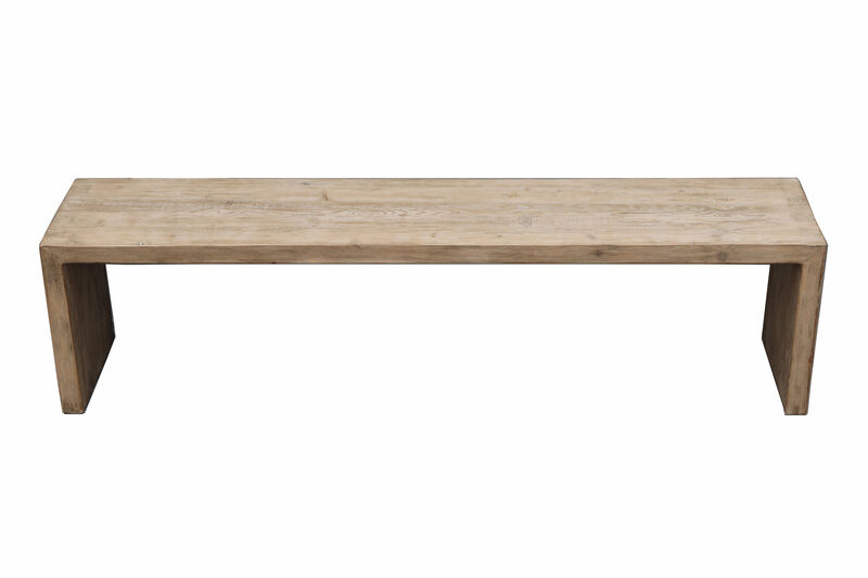 Reclaimed Pinewood Bench in Whitewash image number 0