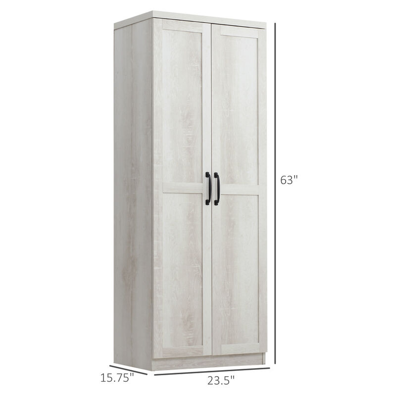 63" Rustic 2-Door Kitchen Freestanding Storage Cabinet Pantry Shelves, Brown