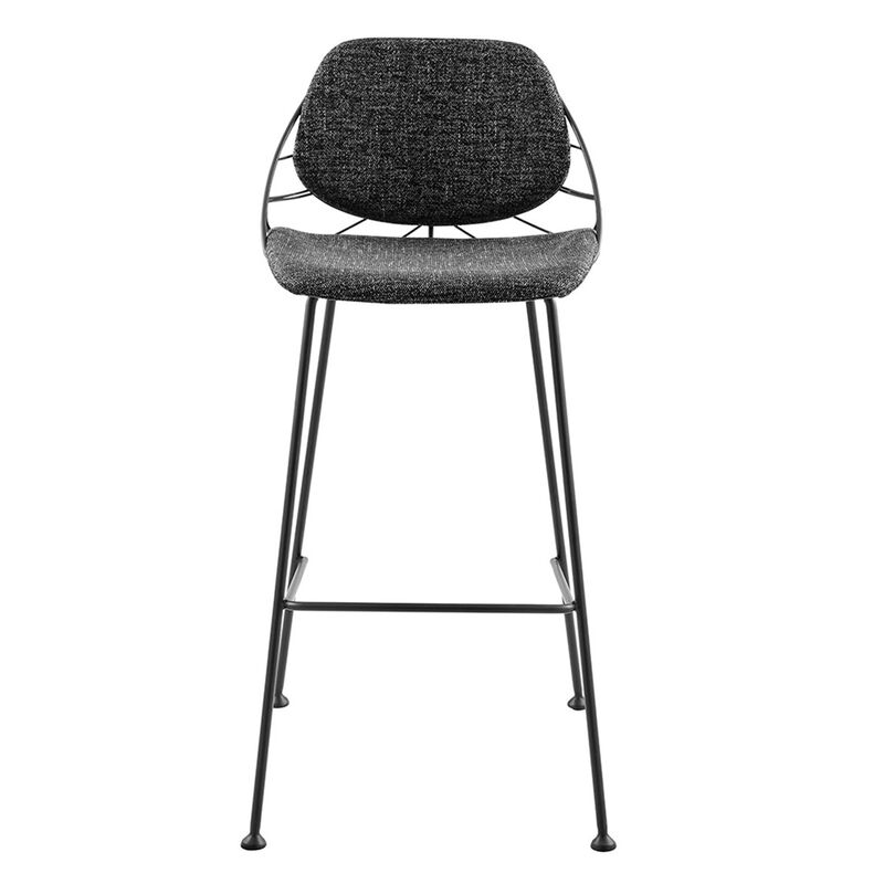 Hivvago Set of Two 30 Inch Black Steel Low Back Bar Height Bar Chairs