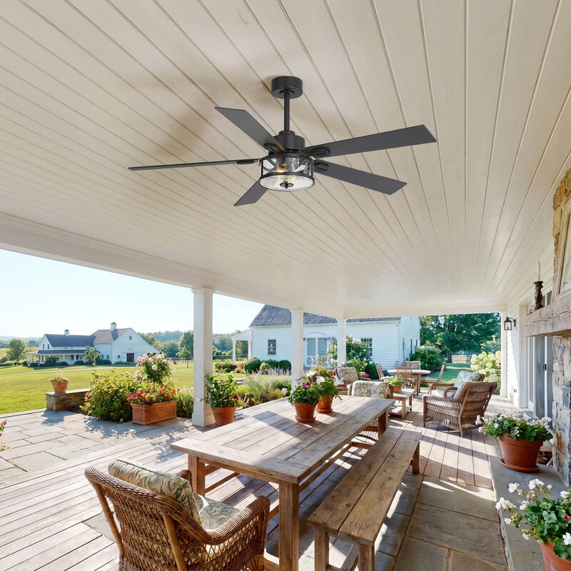 Breezary 56" Ceiling Fan with Lights, 5 Wood Blades, 6 Speed Remote Control, E12 Light Kit image number 6