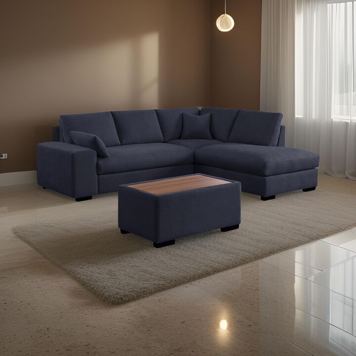 Eri 100 Inch Sectional Sofa, Right Chaise, Ottoman, Pillows, Dark Gray