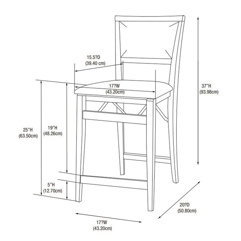 Linon Triena 24 In Pad Back Folding Counter Stool