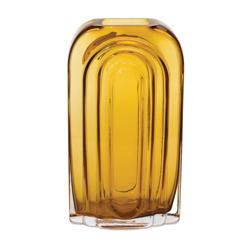 HomeRoots 10" Amber Glass Table Vase image number 0