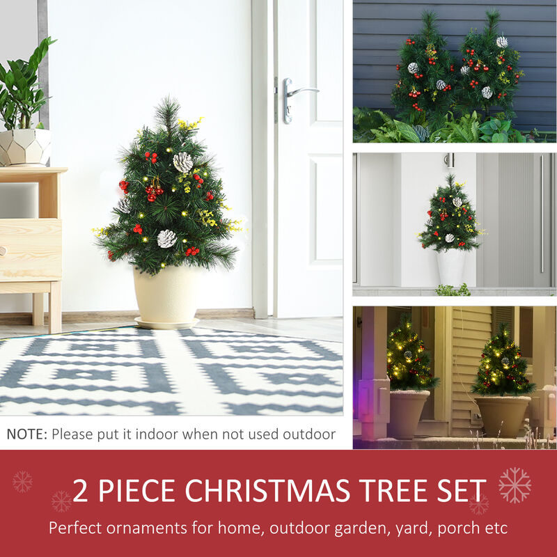 BreeBe Cordless 24in Outdoor Christmas Trees with Pre-Lit LEDs image number 5