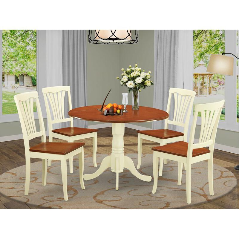 5 Pc Dining set-Round Table and 4 Kitchen Chairs