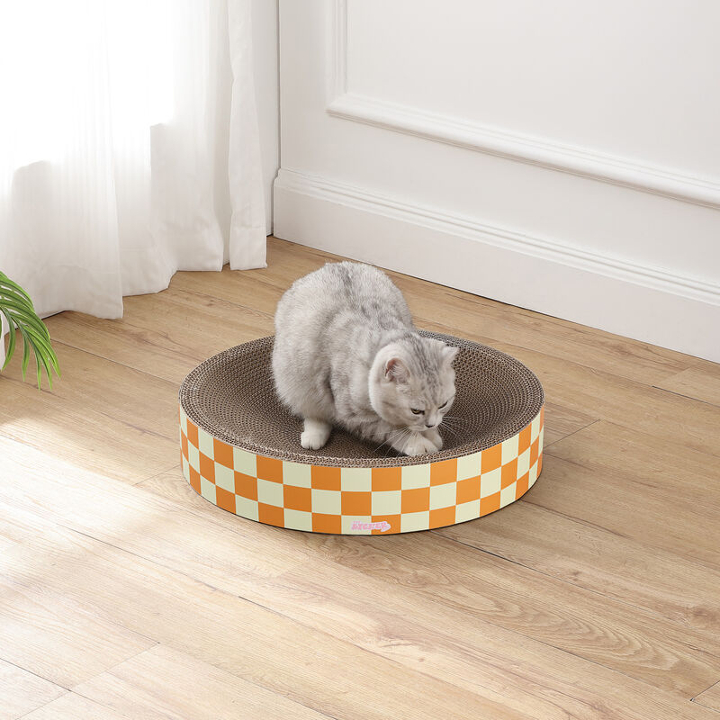 Nelson Modern Cardboard Round Bowl Cat Scratcher with Catnip