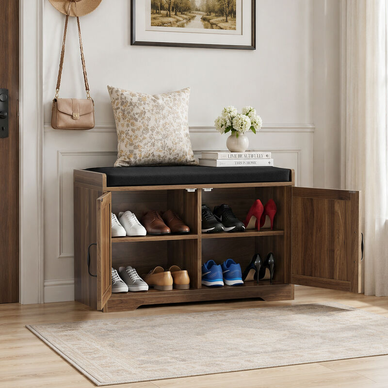 Dempal entryway shoe storage bench image number 2