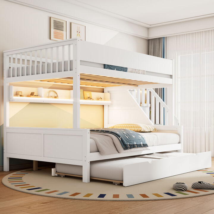Merax Full XL over Queen Bunk Bed with Storage Staircase