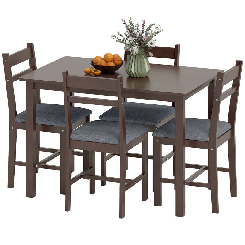 Hivvago Solid Wood Dining Table Set with Upholstered Chairs image number 0