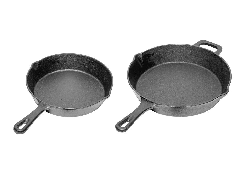 Durable Pre Seasoned Cast Iron Frying Pan Set of 2