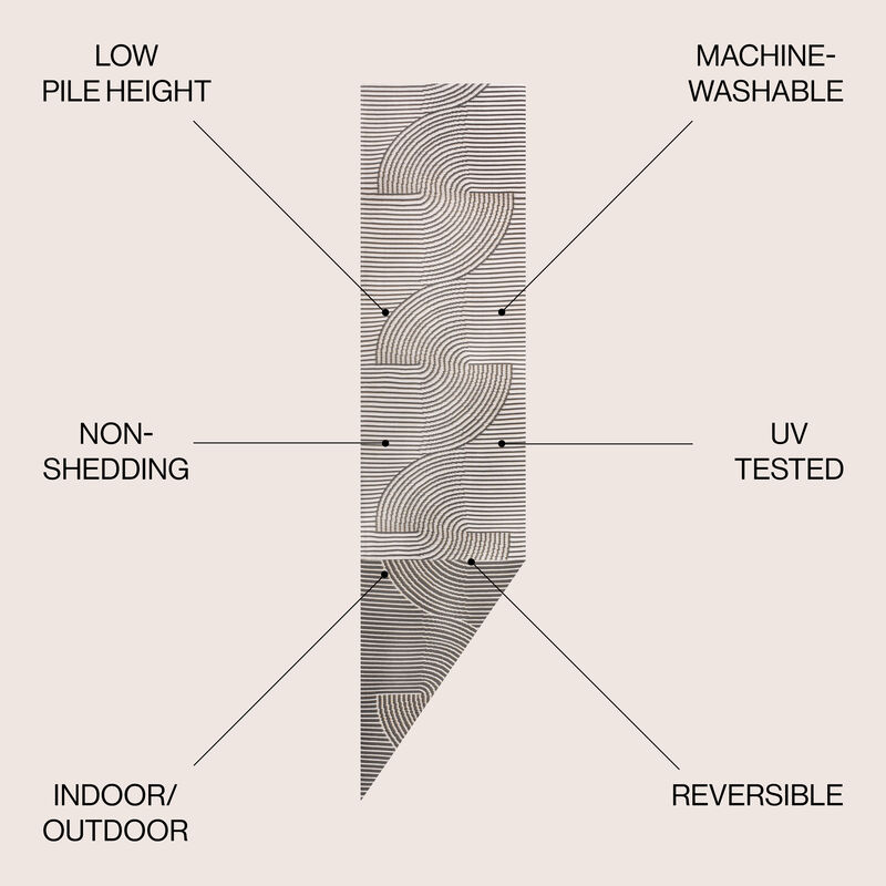 Modern Curve Stripe Reversible Machine-Washable Indoor/Outdoor Area Rug