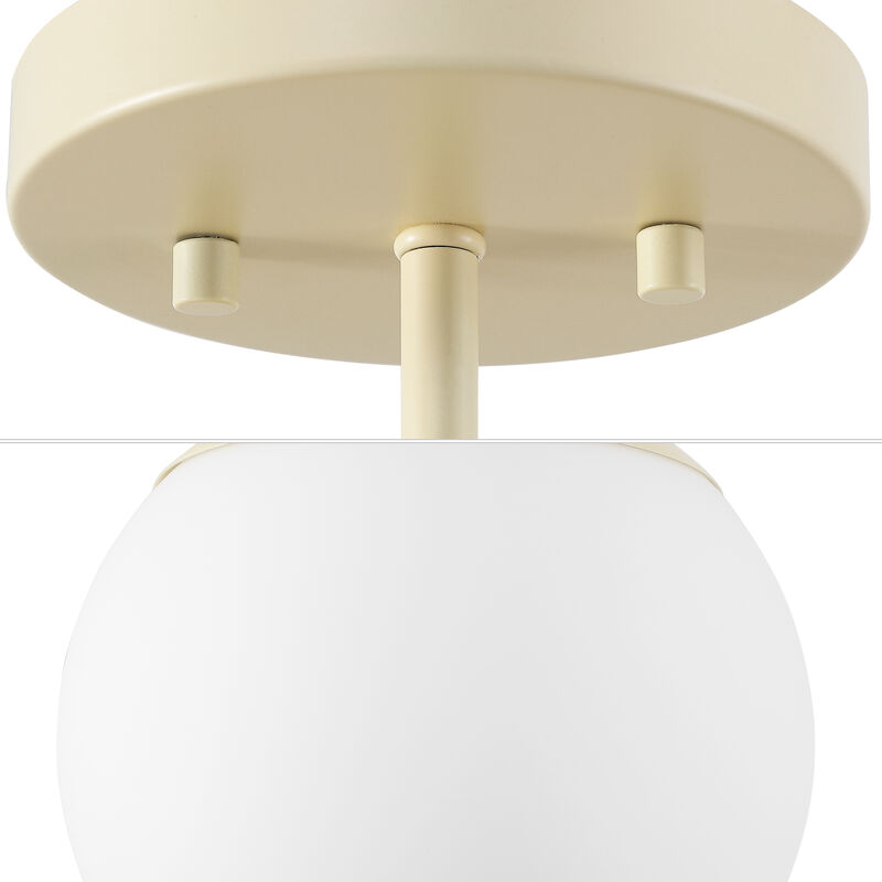 Marcel 1-Light Bohemian Farmhouse Iron/Frosted Glass LED Semi Flush Mount