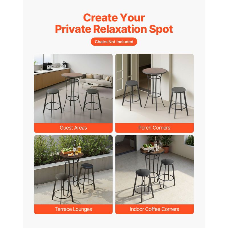Round Counter Height Bistro Table with Metal Frame Outdoor Pub Dining Table-Black image number 3