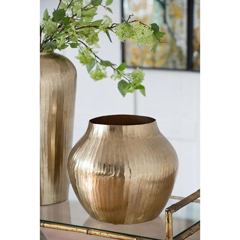 HomeRoots 11" Gold Aluminum Round Table Vase image number 3