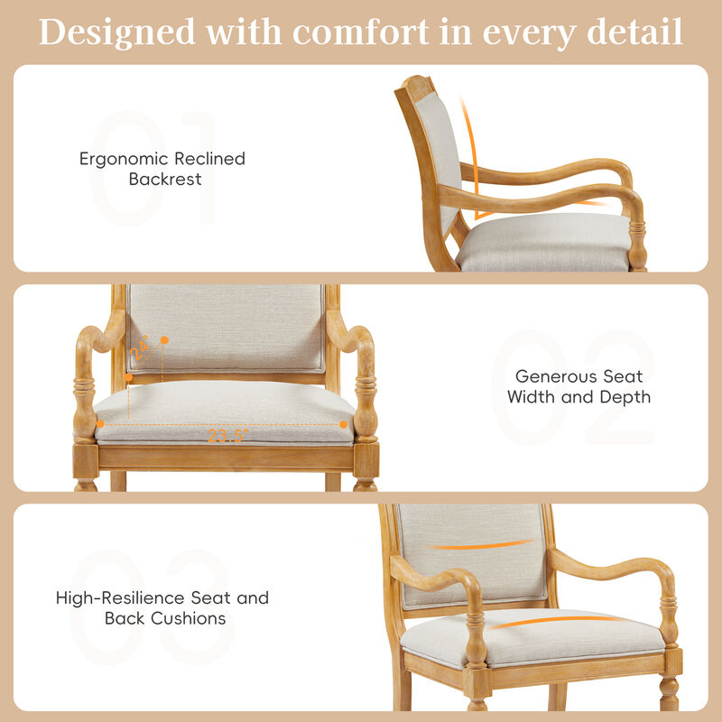 Merax Solid Wood Accent Chair with Cylindrical Spindle Legs, Carved Details, Durable Polyester Upholstery image number 5