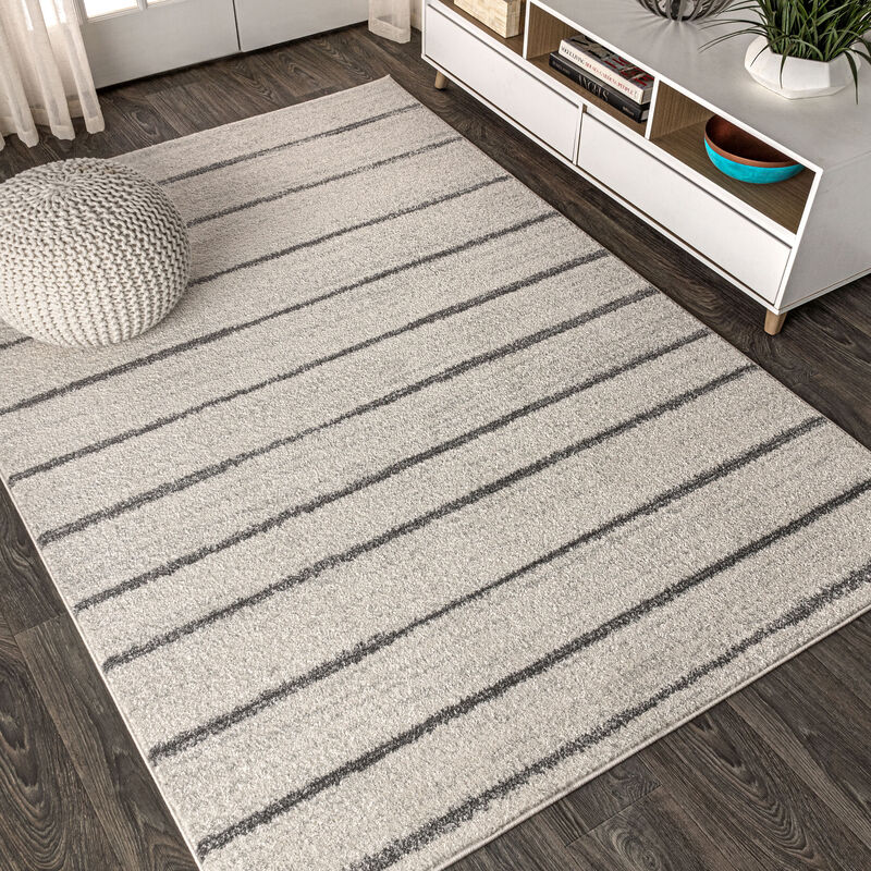 Williamsburg Minimalist Stripe Cream/Black 8 ft. x 10 ft. Area Rug