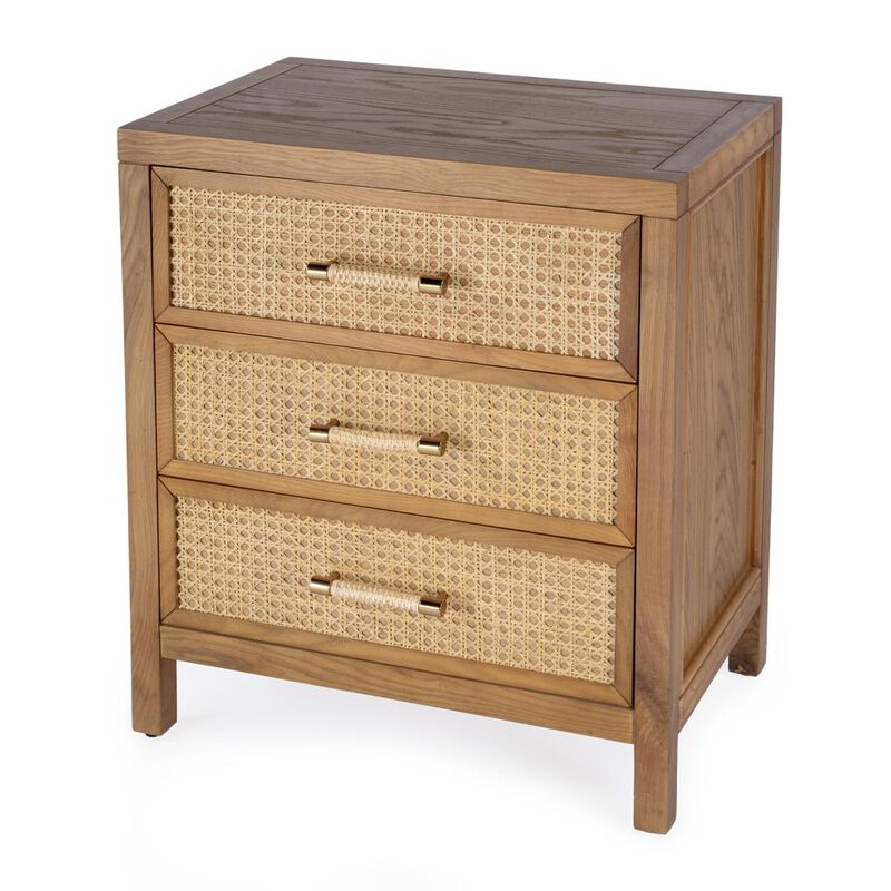Butler Specialty Mesa Cane and Solid Wood  3 Drawer Chest, Natural