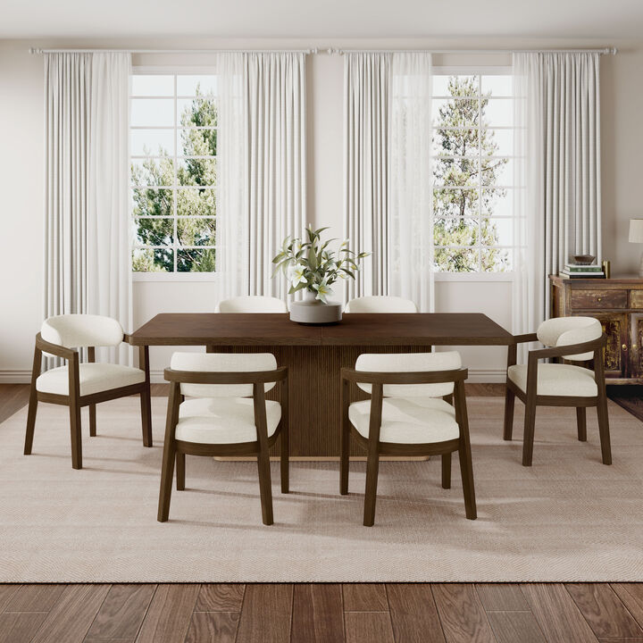Christopher Knight Home Candice Contemporary 7 Piece Rubberwood Upholstered Dining Set with Oversized Rectangular Table