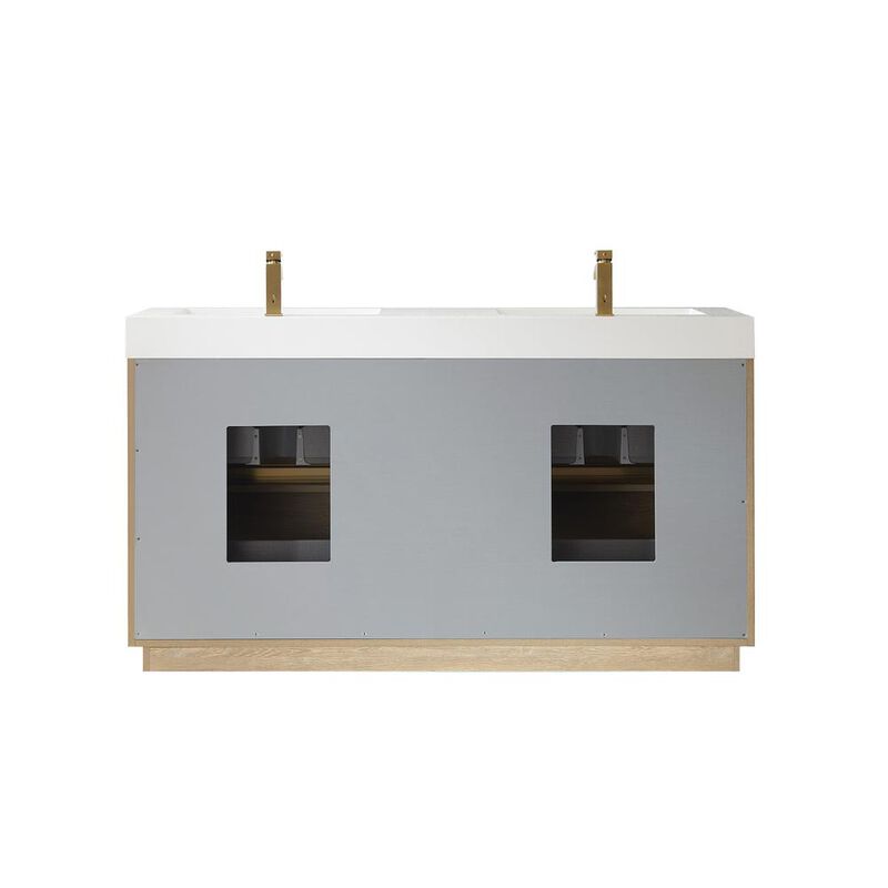 Vinnova Design Double Sink Bath Vanity with White Composite Integral Square Sink Top
