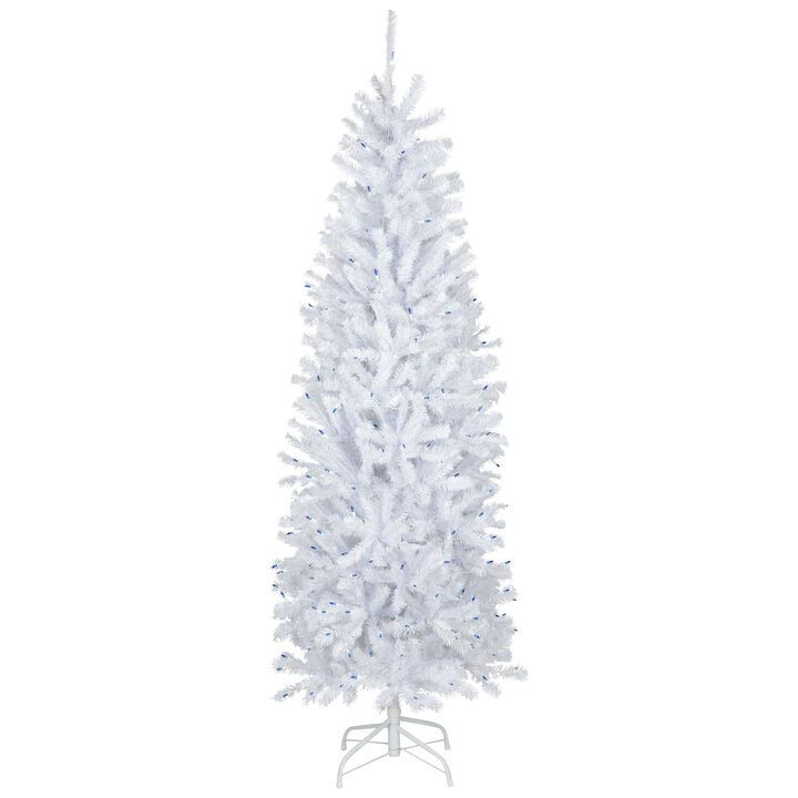 6.5’ Pre-Lit Slim Geneva White Spruce Artificial Christmas Tree  Blue Lights