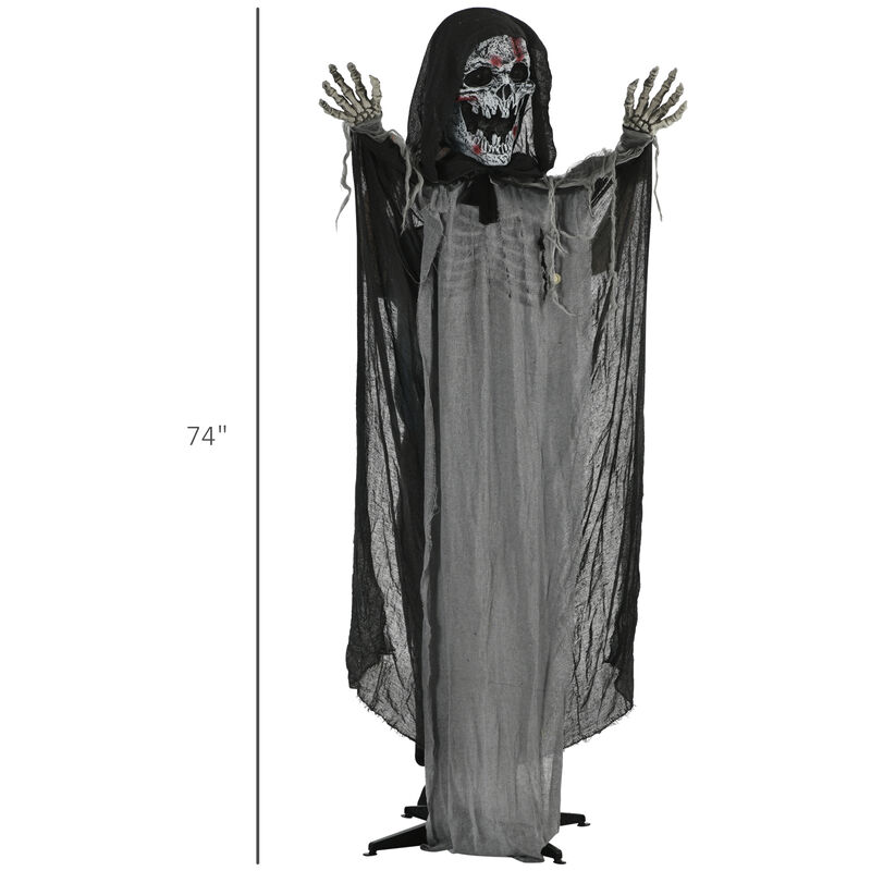 74" Outdoor Halloween Decorations Skeleton Witch, Life Size Animated Prop