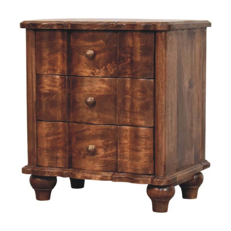 Artisan FurnitureSolid Wood Valencia Bedside,Brown,3-Drawers