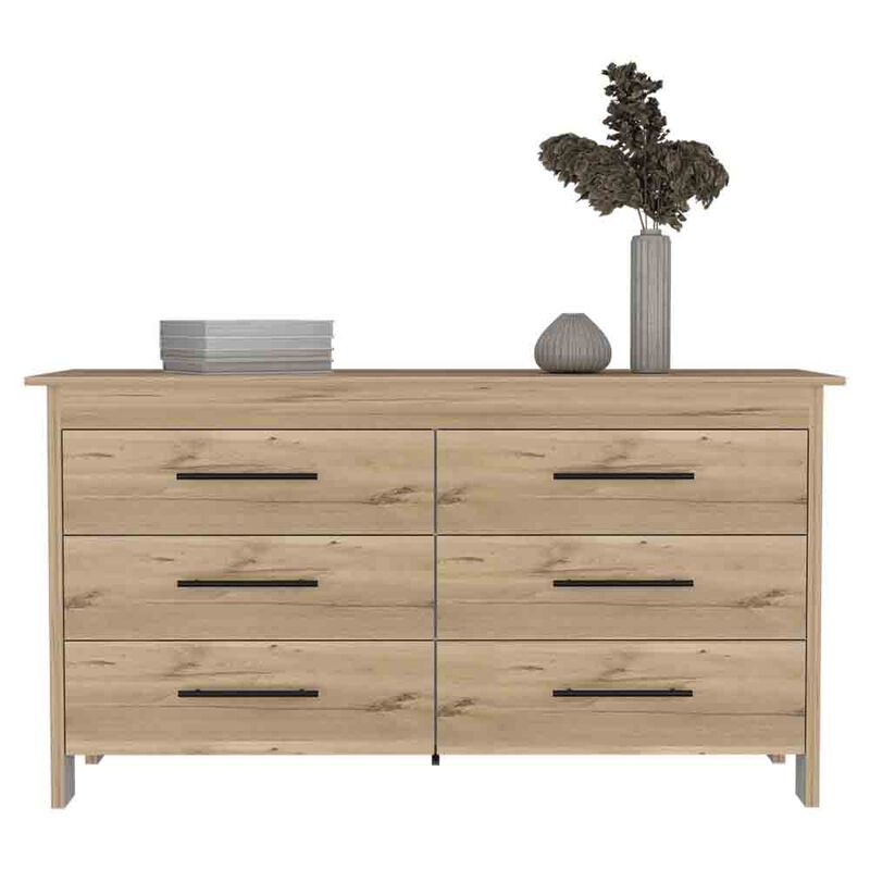 6 Drawer Double Dresser Wezz, Bedroom, Light Oak / White