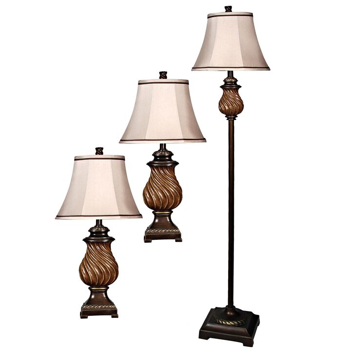 Toffee Wood Table Lamps (Set of 2)