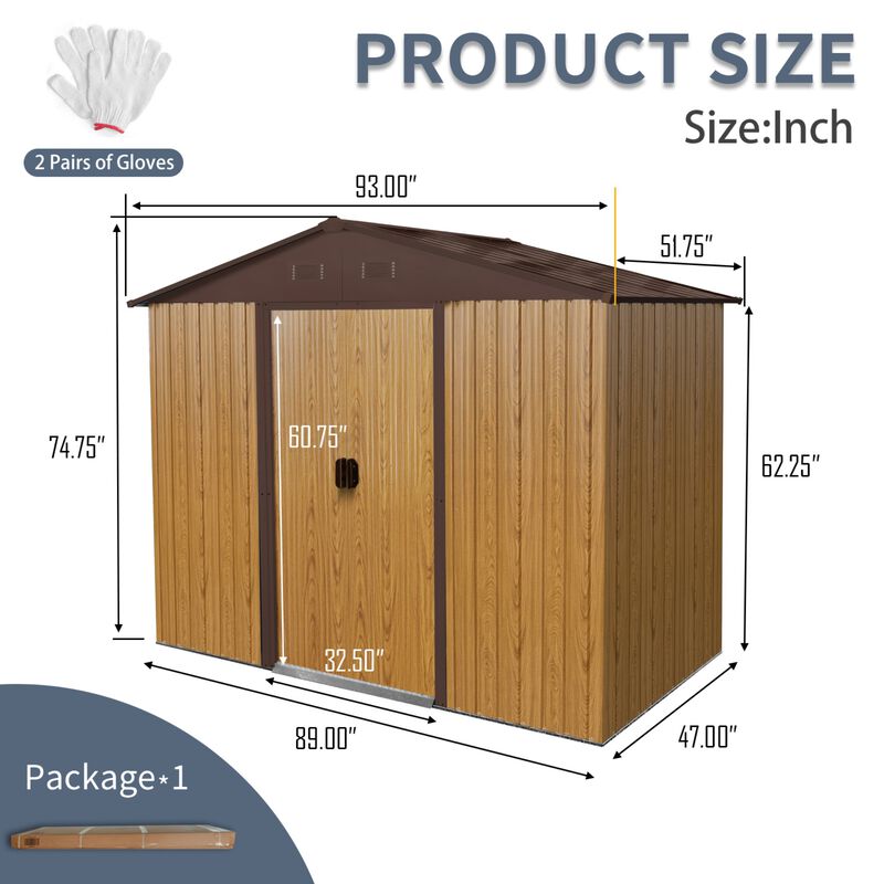 8ft x 4ft Outdoor Metal Storage Shed with Sliding Door and foundation for Backyard image number 3